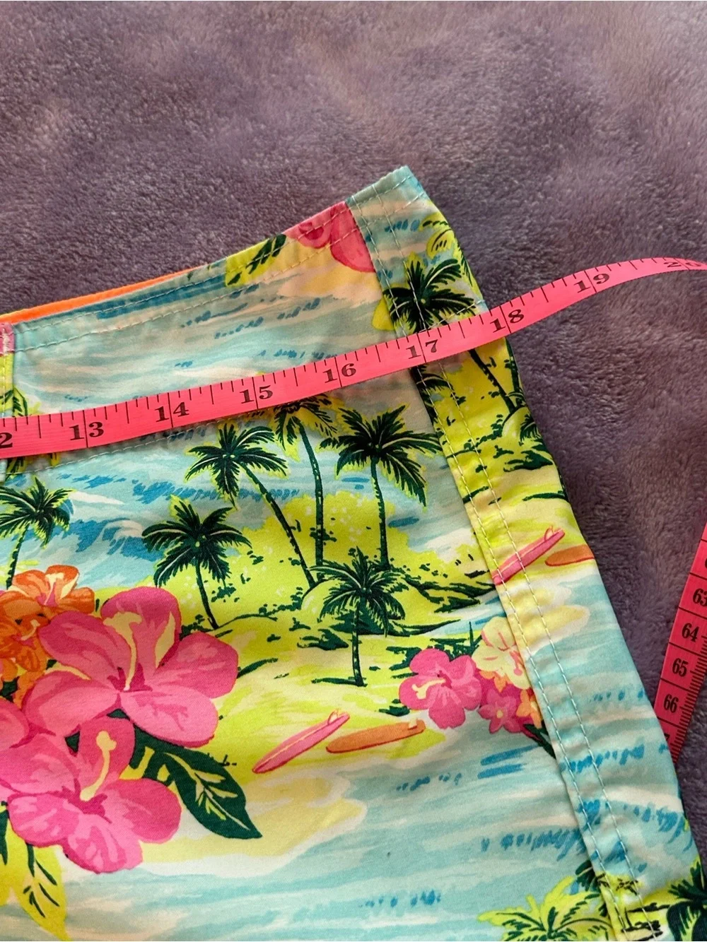 Hollister Tropical Blue Swim Shorts with Pink Floral Print